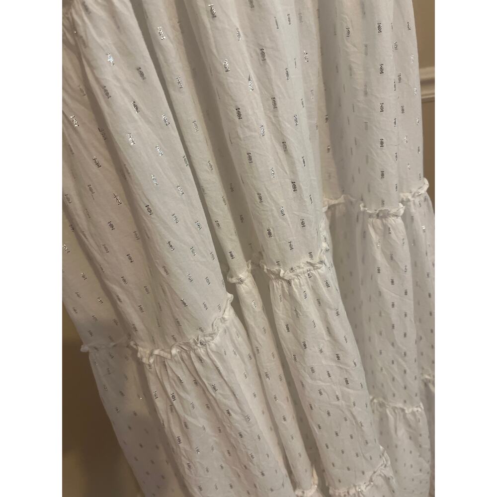 White Tiered Maxi Dress Flowy Boho Summer Beach Vacation Dress XL - Picture 2 of 7